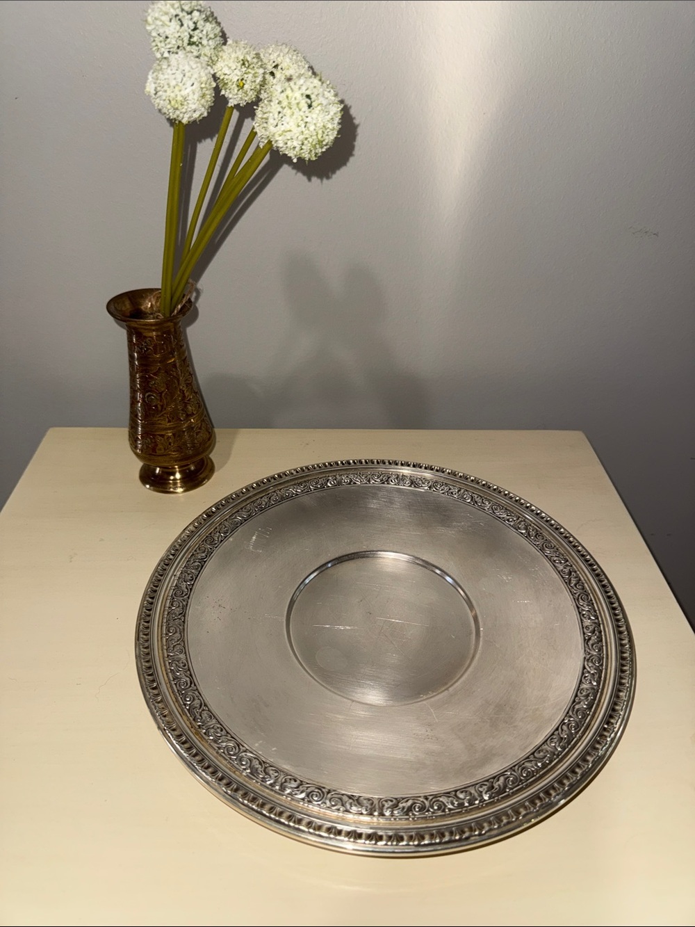 Reed & Barton Silver-plated  Embossed 10.5 inch Plate Mid- century